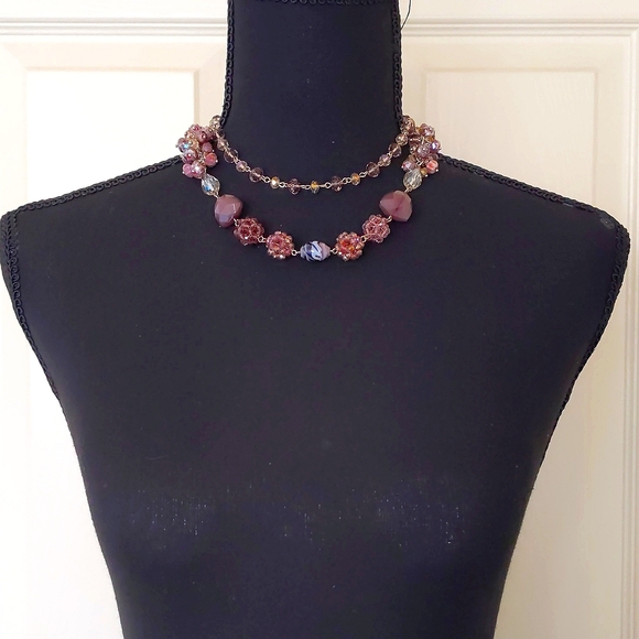 NWOT. Multiple Shapes/Colors/Materials Chained Necklace. - Picture 2 of 4